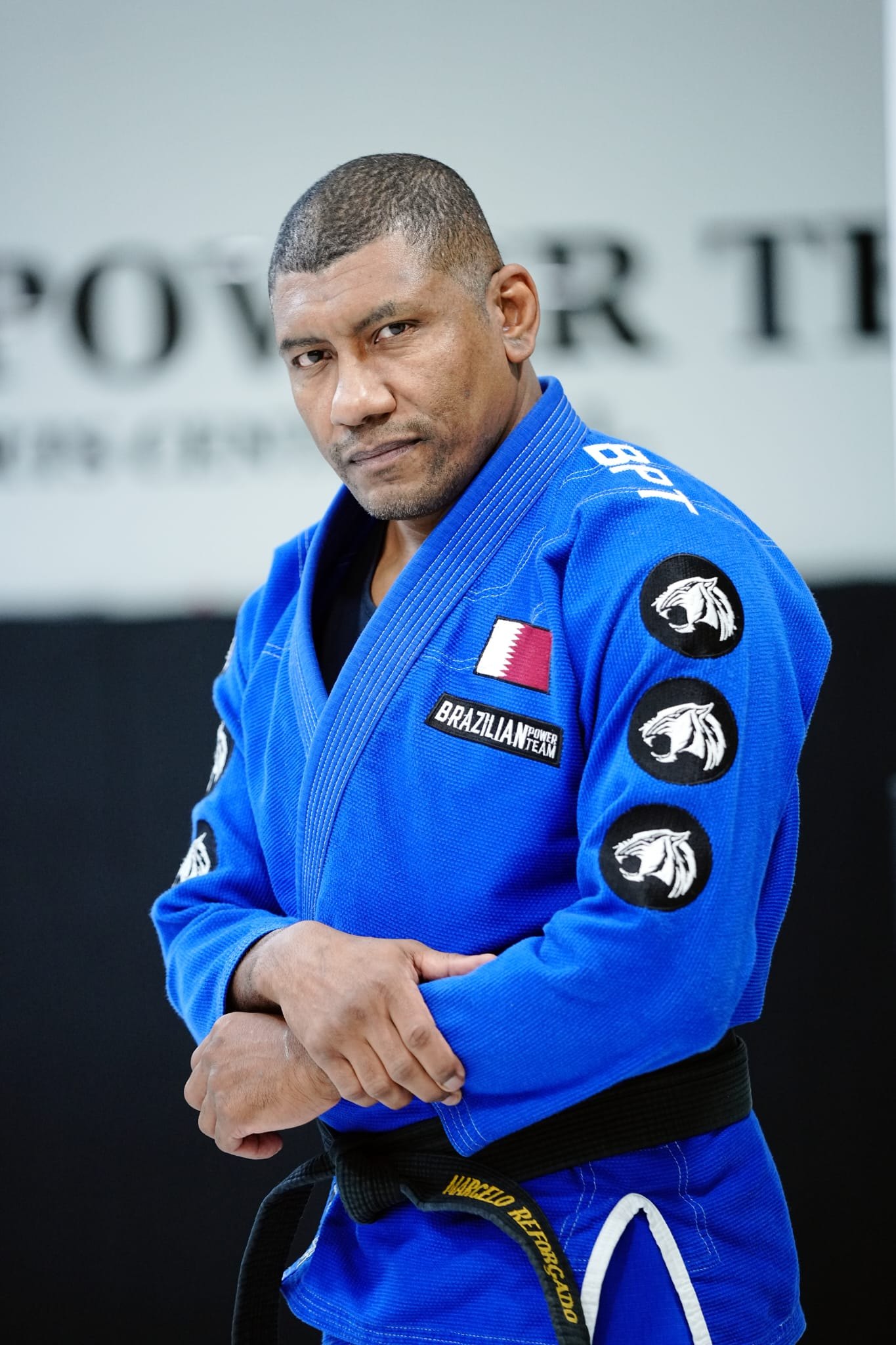 Professor Marcelo Bernardo portrait in a blue gi